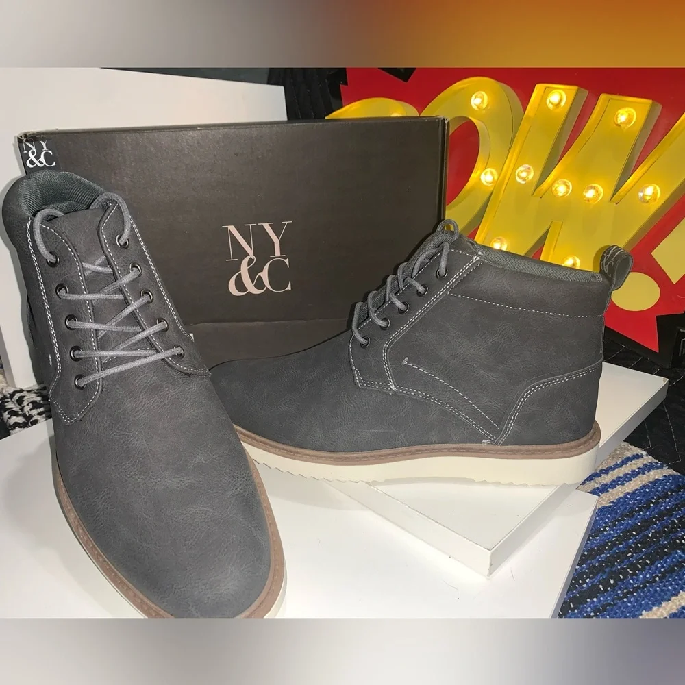 New York & Company -Men's Gray Boots; Size 10 New w/Box